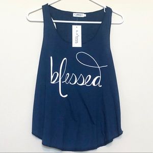 Navy “Blessed” Tank Top
